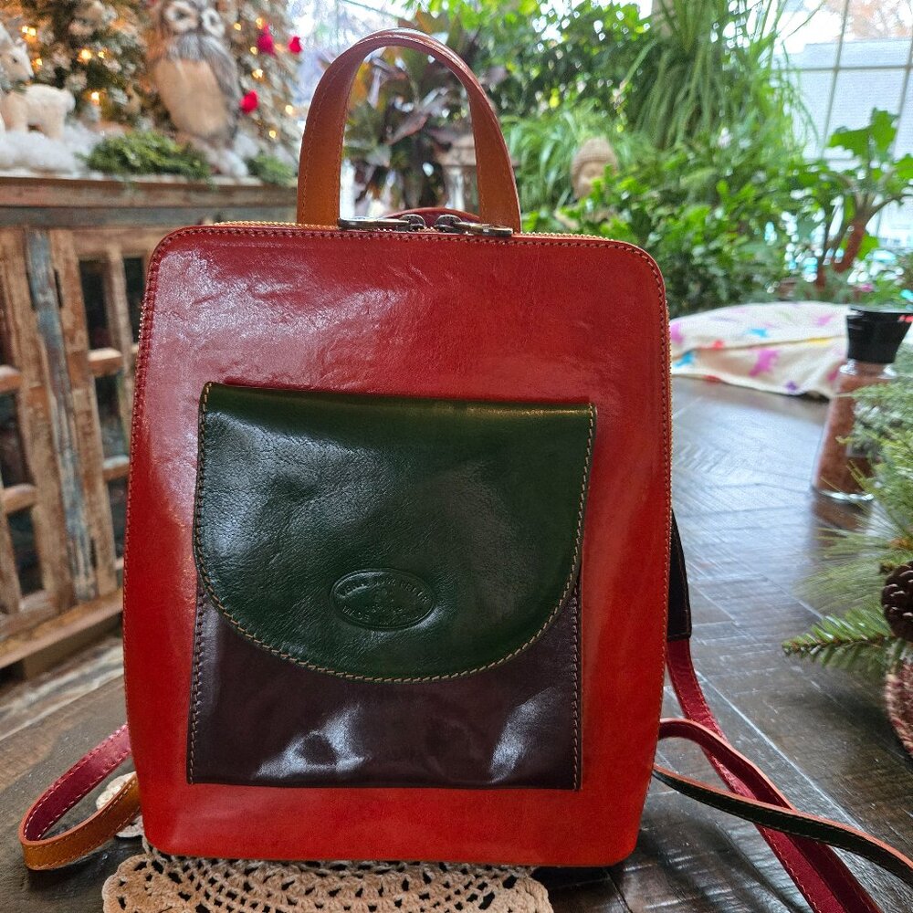 Vera Pelle Italian colorblocked leather backpack